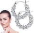 Sparkling 14K White Gold Plated Circle Cubic Zirconia Men Women Hoop Earrings
